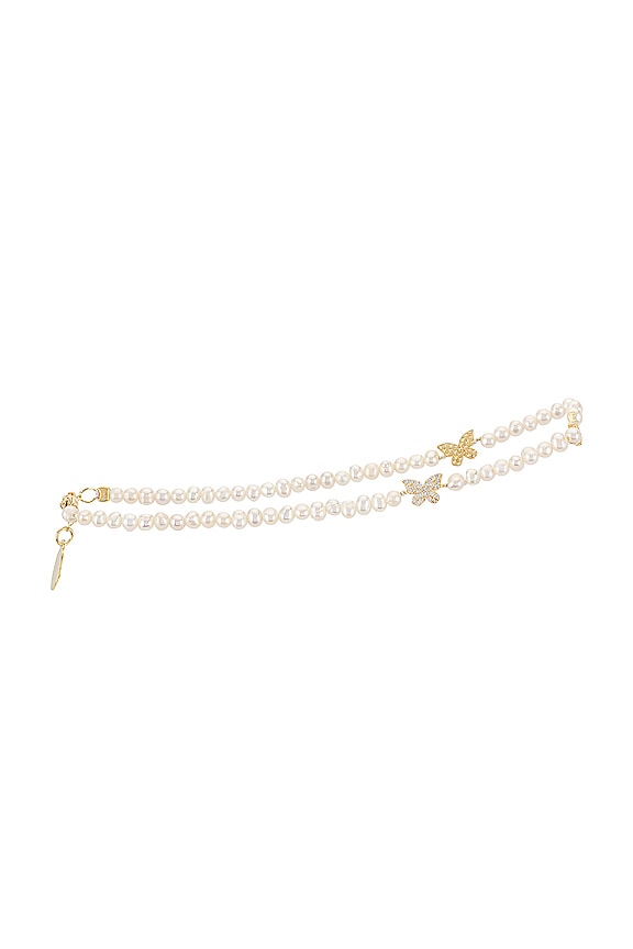 view 2 of 3 Butterfly Pearl Anklet in Gold