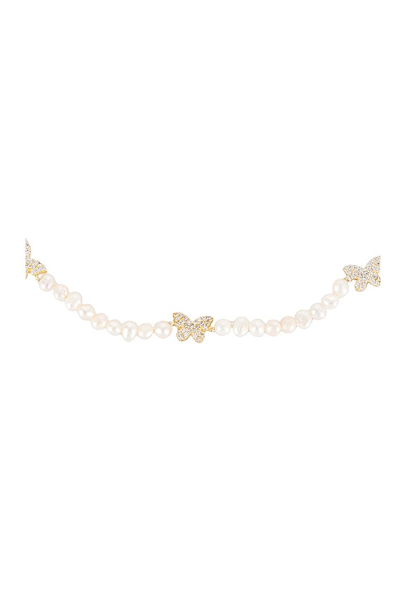 view 2 of 3 Butterfly Pearl Choker in Gold