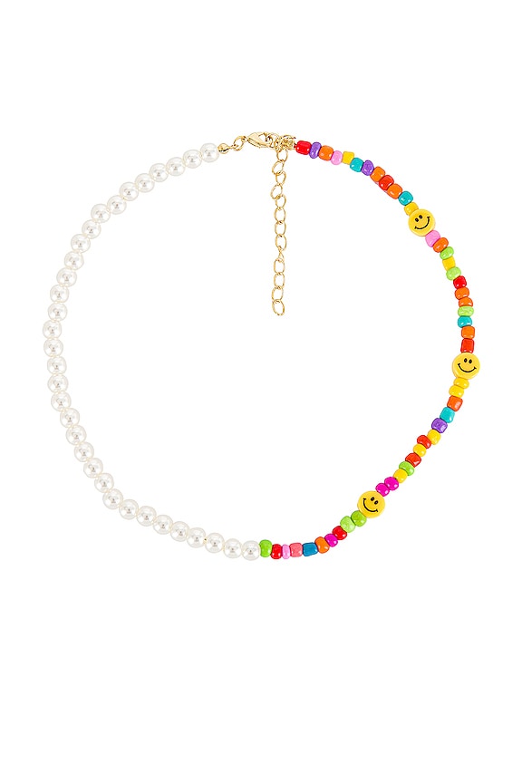 view 1 of 3 Smiley Face X Pearl Necklace in Multi