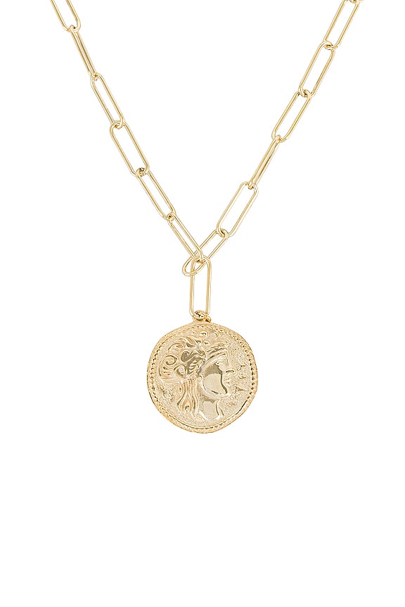 view 2 of 2 Vintage Coin Drop Link Necklace in Gold