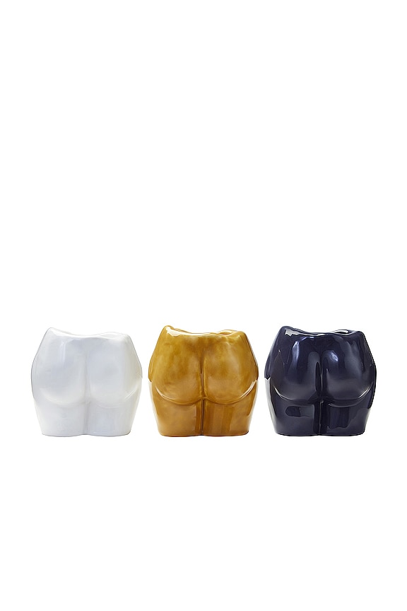 view 1 of 4 SET DE VASIJAS ROCK BOTTOM TRIO in Navy Purple, Caramel, & White