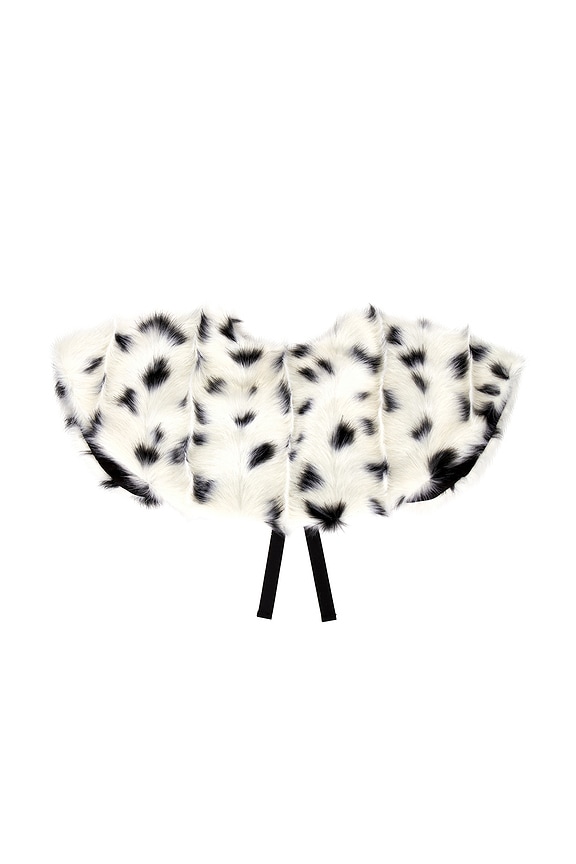 view 2 of 2 Faux Fur Long Haired Shoulder Collar in Spotted Black & White