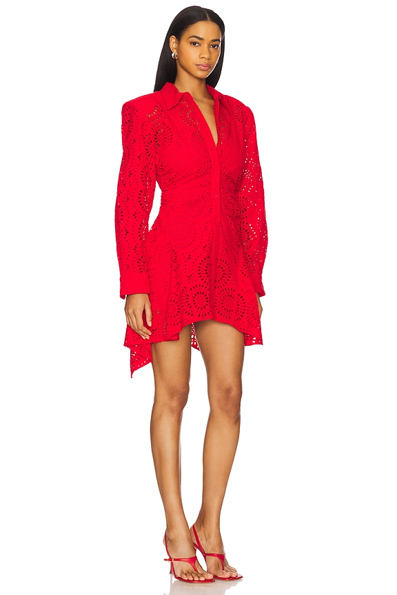 view 2 of 3 Deena Eyelet Button Down Dress in Poppy