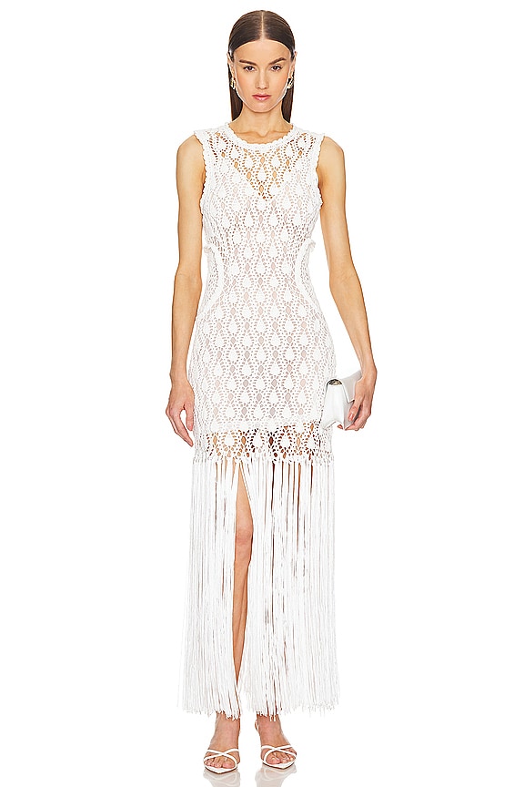 view 2 of 4 WILLOW 크로 셰 뜨개질 가운 in White