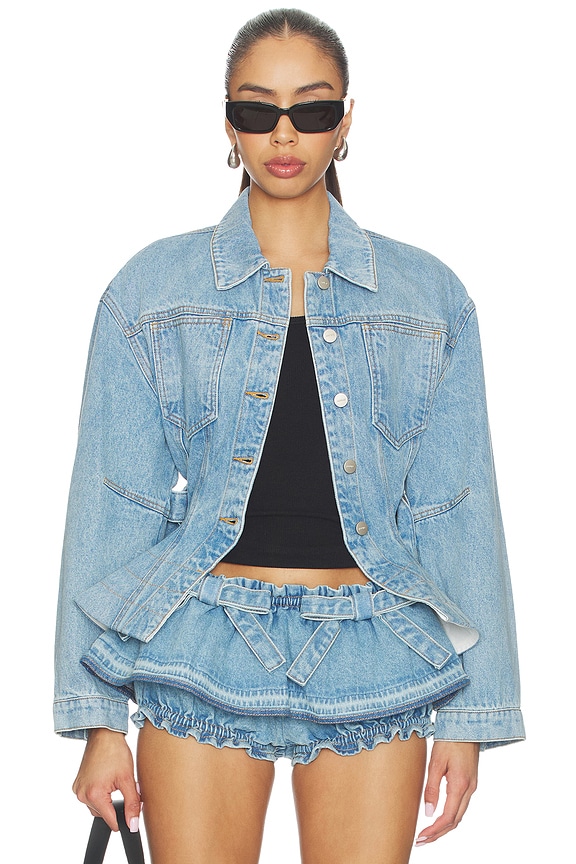 view 2 of 6 Alex Peplum Denim Jacket in Sky Blue Denim