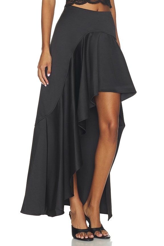 view 2 of 6 Alana Draped Satin Skirt in Black