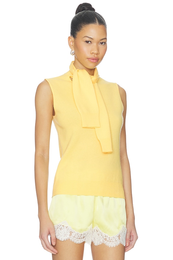 view 2 of 4 Giorgia Cashmere Wool Blend Sleeveless Tie Knit Top in Yellow
