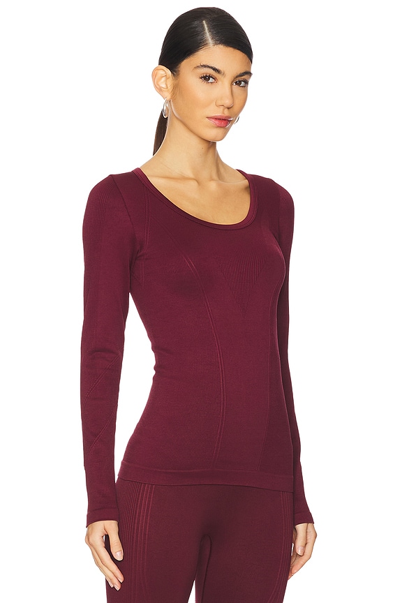 view 2 of 4 ФУТБОЛКА С КРУГЛЫМ ВЫРЕЗОМ И ДЛИННЫМ РУКАВОМ KATE in Burgundy