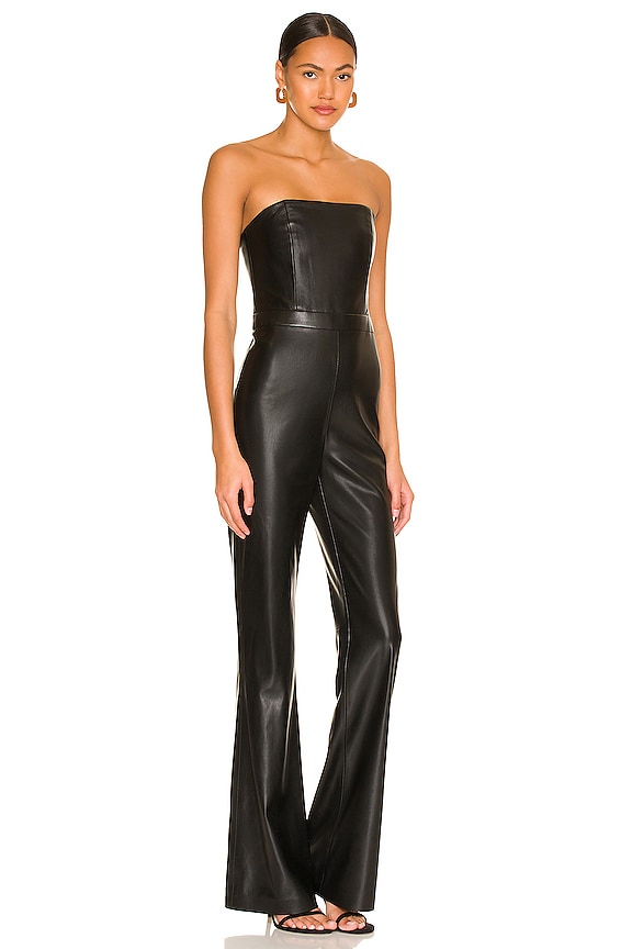 view 2 of 3 Lavera Vegan Leather Jumpsuit in Black