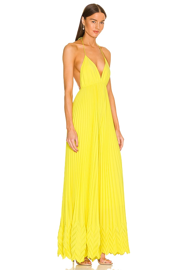 view 2 of 3 Adalyn Halter Pleated Jumpsuit in Sunflower