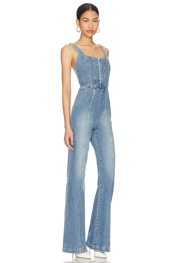 view 2 of 3 Chels Denim Corset Jumpsuit in Brea Blue