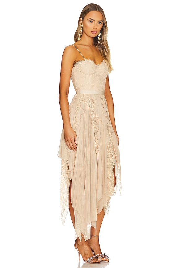 view 2 of 3 Maritza Bustier Asymmetrical Midi Dress in Almond