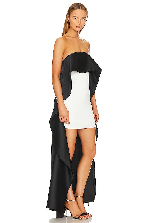 view 2 of 3 Theda Strapless Hi Lo Mini Dress in Ecru & Black