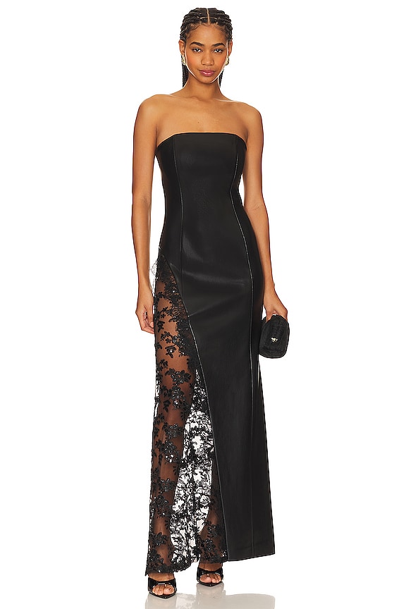 view 1 of 4 ROBE MAXI IMITATION CUIR RETHA in Black