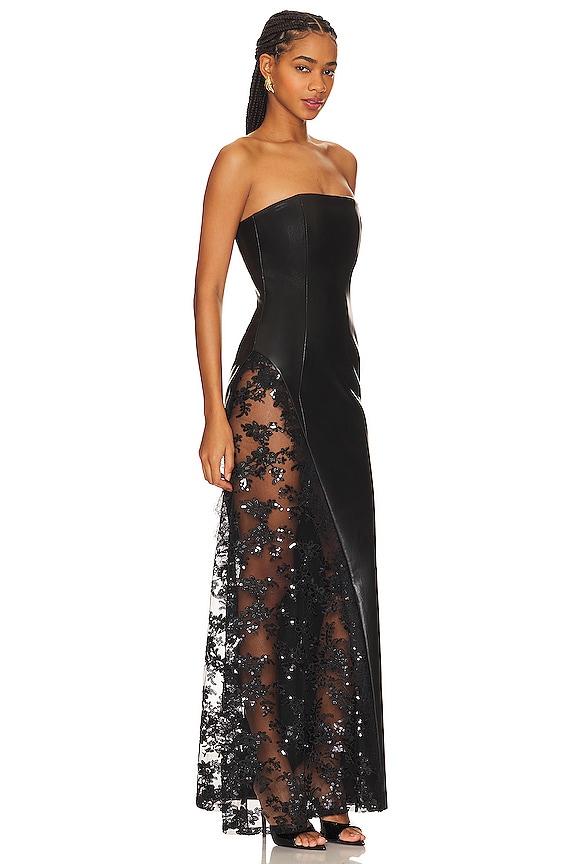 view 2 of 4 ROBE MAXI IMITATION CUIR RETHA in Black