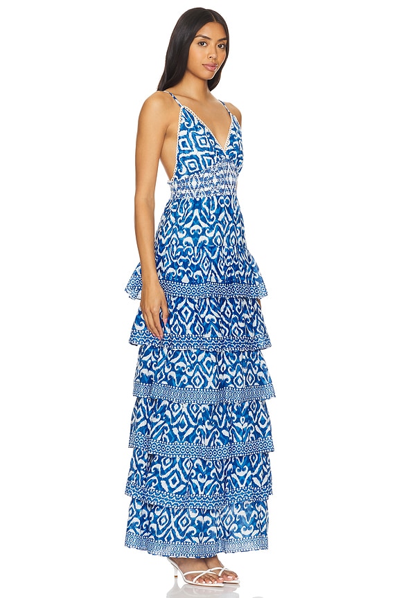 view 2 of 3 IMOGENE TIERED 맥시 원피스 in Artisan Ikat French Blue