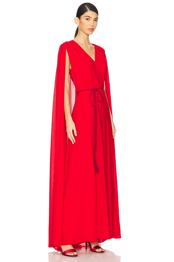view 2 of 4 Zenaida Maxi Cape Gown in Bright Ruby