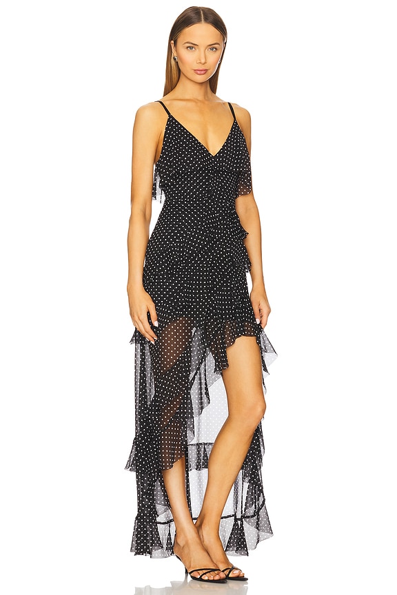 view 2 of 4 Laverne Lace Up Dress in Black & Off White Polka Dot