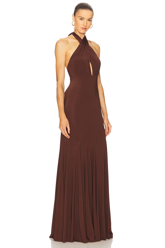 view 2 of 3 Evelina Halter Maxi Dress in Mocha