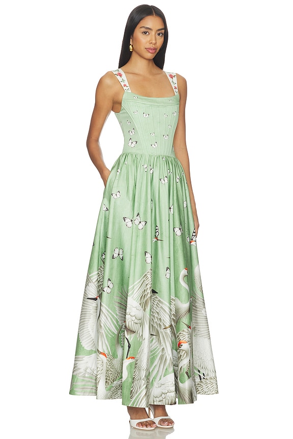 view 2 of 4 Guinevere Bustier Maxi Dress in Drift Light Sage