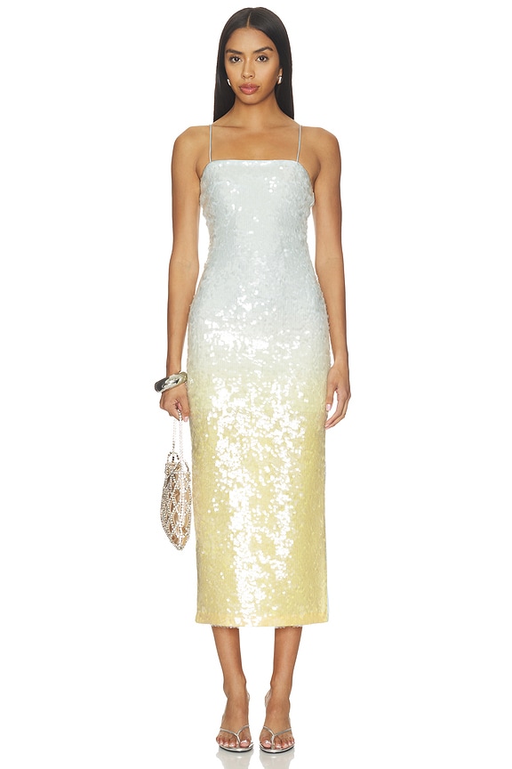 view 2 of 5 Delora Sequin Strapless Midi Dress in Clear Skies