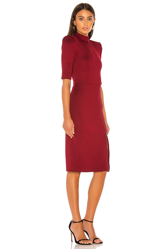 view 2 of 3 Inka Mock Neck Zip Midi Dress in Bordeaux