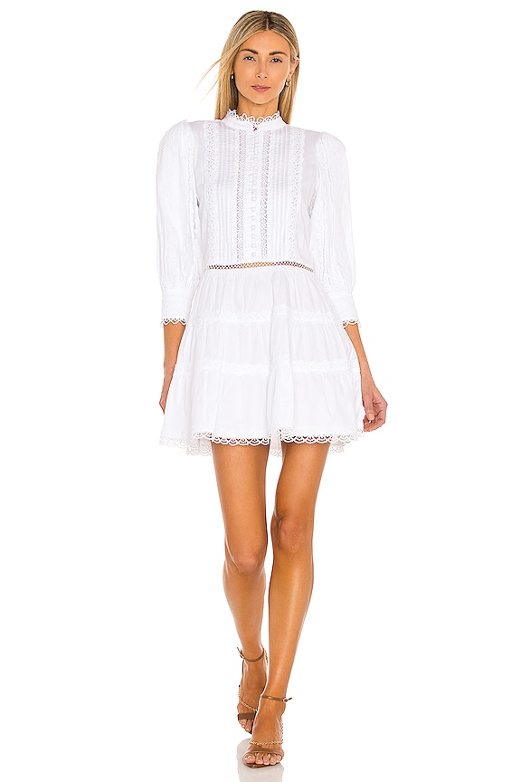 view 2 of 4 Clark Mandarin Collar Gathered Tier Dress in Off White