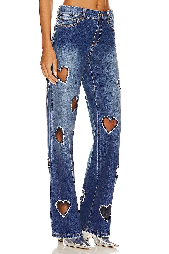 view 2 of 5 Karrie Embel Heart Cutout Jean in True Blues Dark