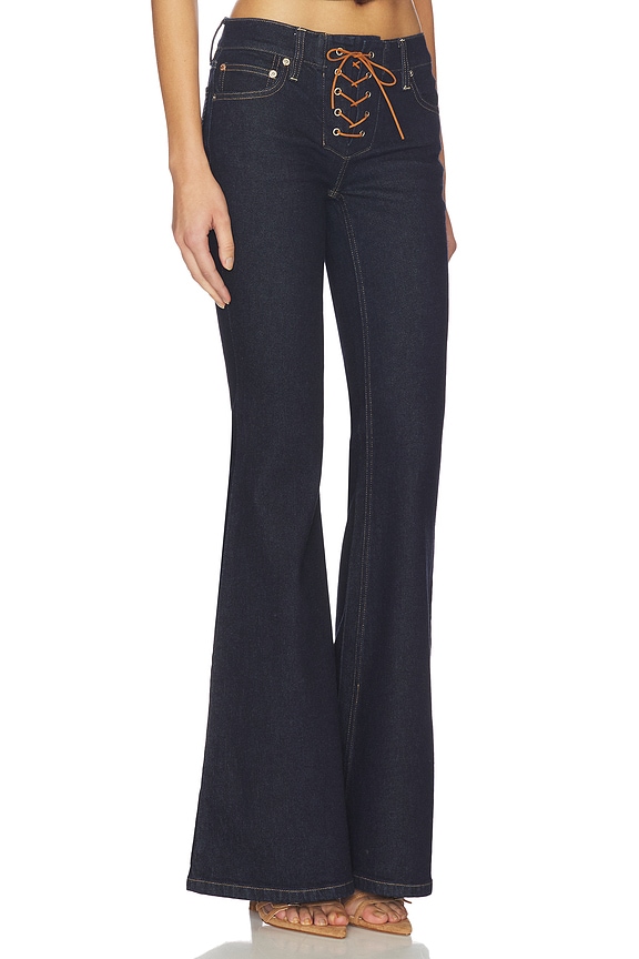 view 2 of 6 Delilah Flare Jean in Dark Rinse