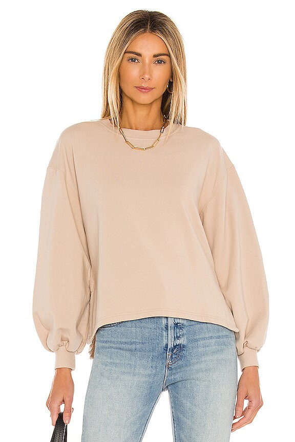 view 1 of 4 Amirah Drawstring Hem Sweatshirt in Nude