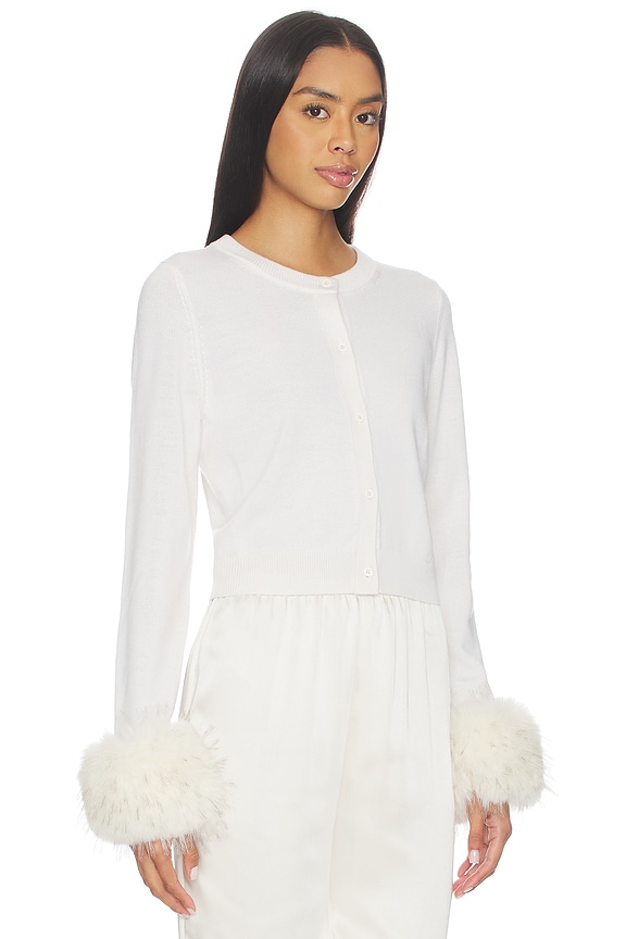 view 2 of 4 Dollie Faux Fur Cuff Cardigan in Soft White
