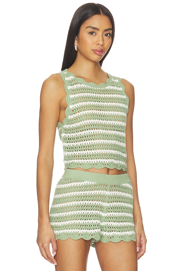 view 2 of 4 Ciara Cropped Pointelle Pullover in Sage & Soft White