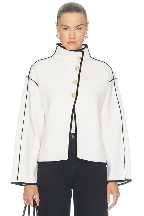 view 2 of 4 Pearson Collared Sweater Jacket in Soft White & Black