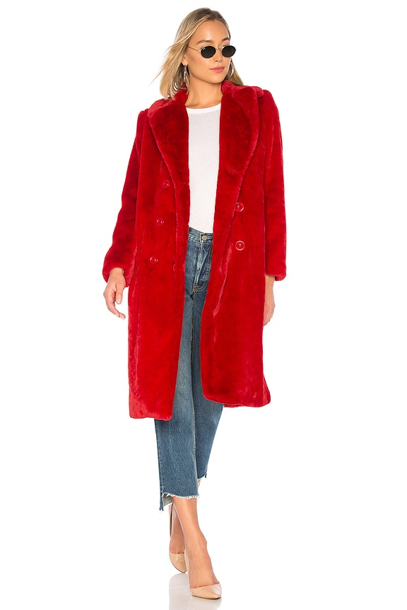 view 1 of 3 Montana Faux Fur Pea Coat in Ruby