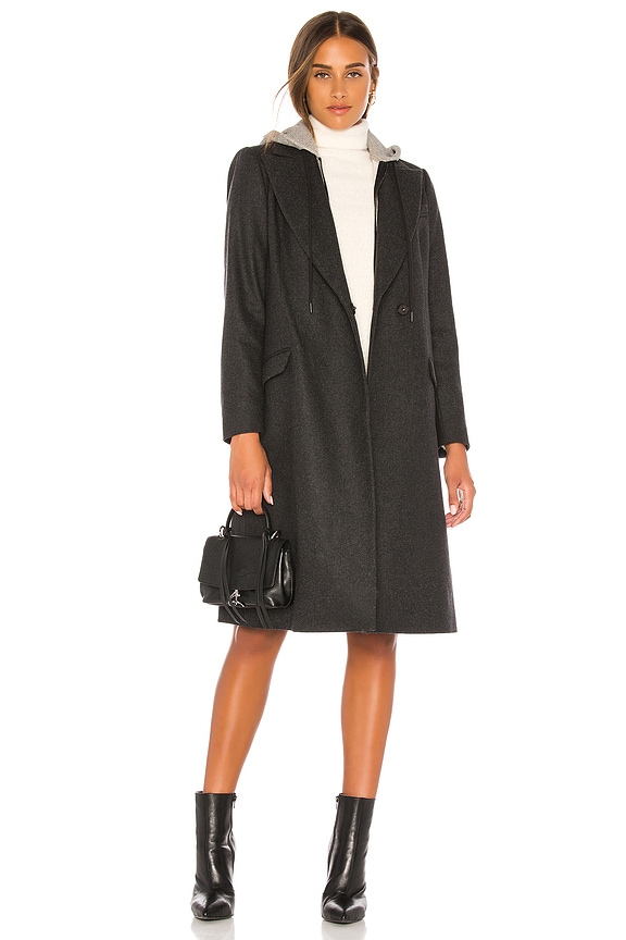view 1 of 5 Bern Mid Length Blazer Coat in Charcoal & Heather Grey