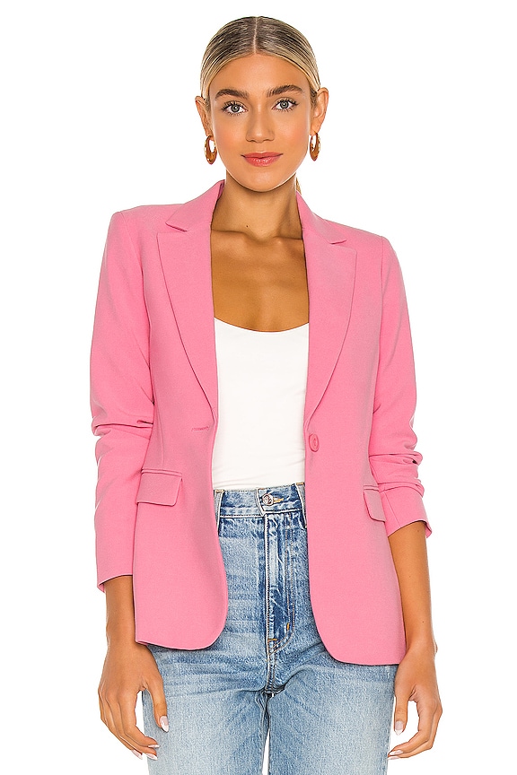 Alice + Olivia Zora Macey Notch Collar Fitted Blazer in Bright Rose ...