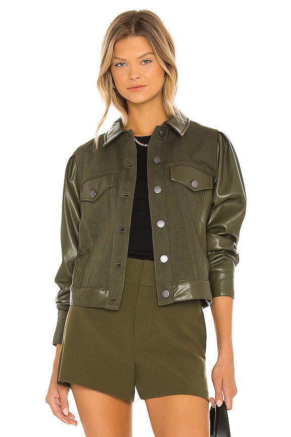 view 1 of 4 Renee Vegan Leather Jacket in Olive