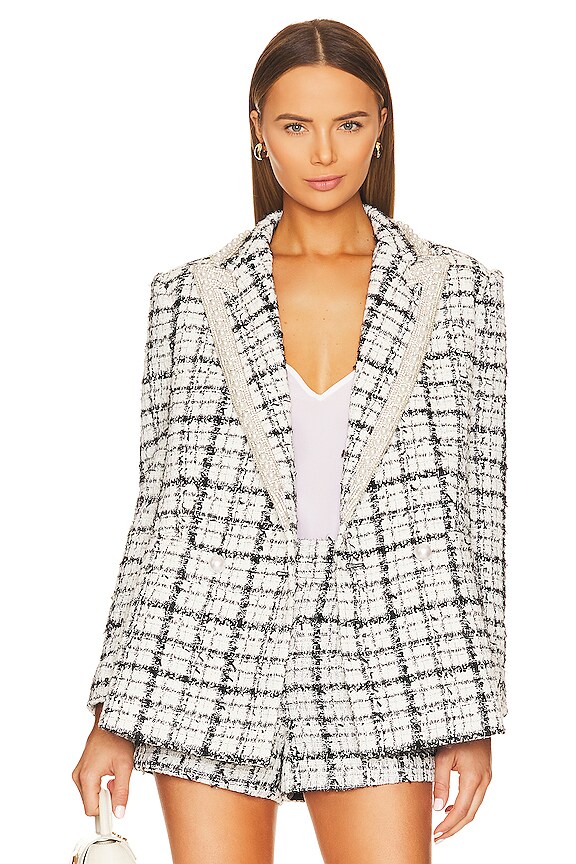 view 2 of 6 Justin Double Breasted Long Blazer in Black & Off White