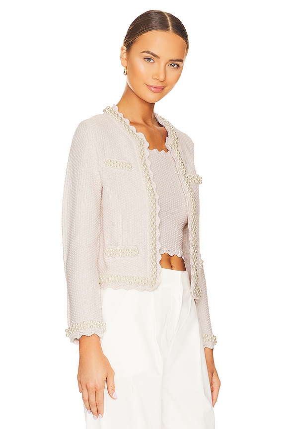 view 2 of 5 Noella Knit Jacket with Pearls in Sand Marl & Pearl