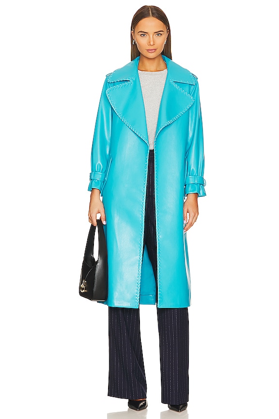 view 2 of 5 Nevada Faux Leather Midi Trench Coat in Ocean Floor