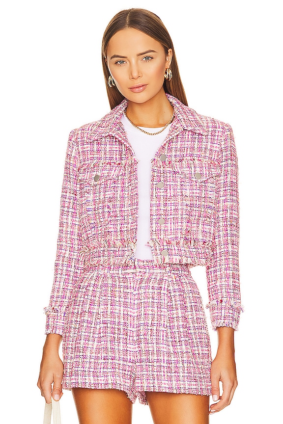 Alice + Olivia Chloe Tweed Cropped Jacket in Candy Multi | REVOLVE