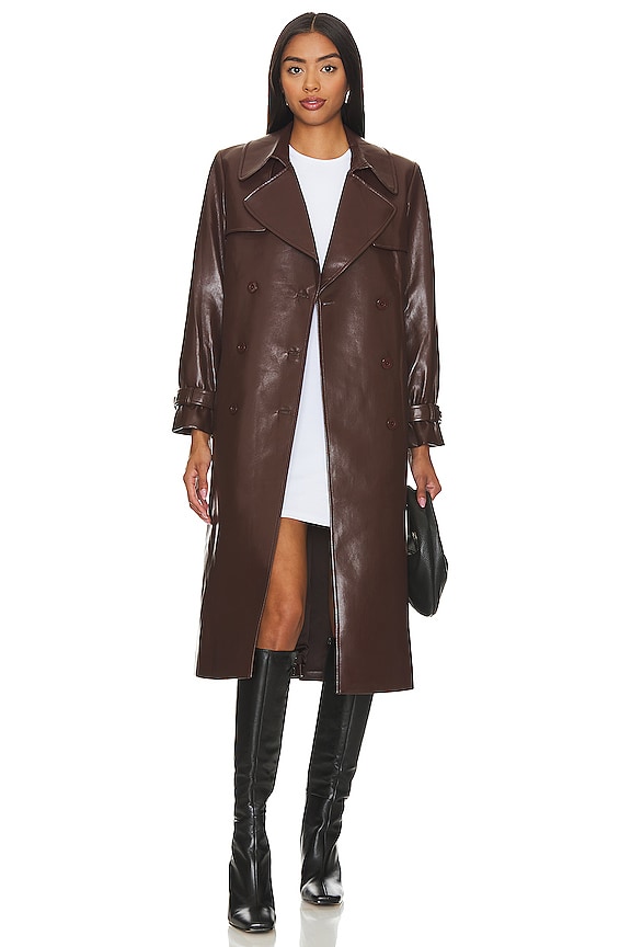 Alice + Olivia Elicia Faux Leather Trench in Toffee | REVOLVE