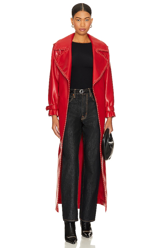 view 2 of 4 Nevada Faux Leather Trench in Perfect Ruby