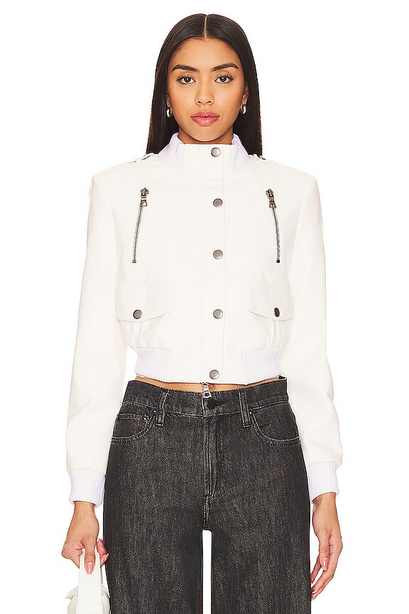 view 2 of 5 RIA フェイクレザーライダースジャケット in Off White