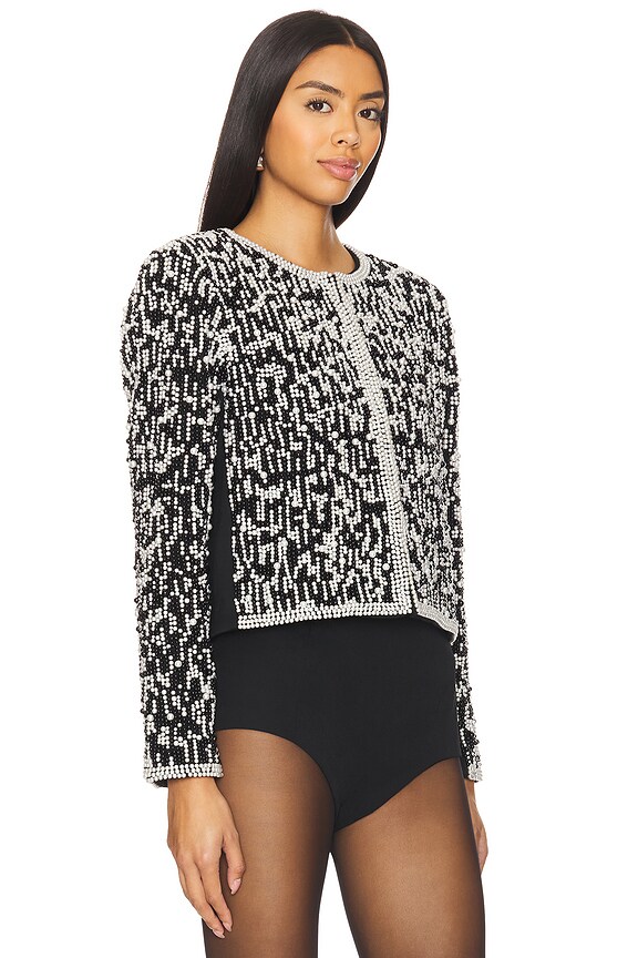 view 2 of 5 Kidman Pearl Embellished Jacket in Black & White