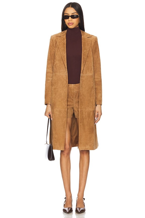 view 1 of 4 ПАЛЬТО KARLEY SUEDE FLARE WRAP in Camel
