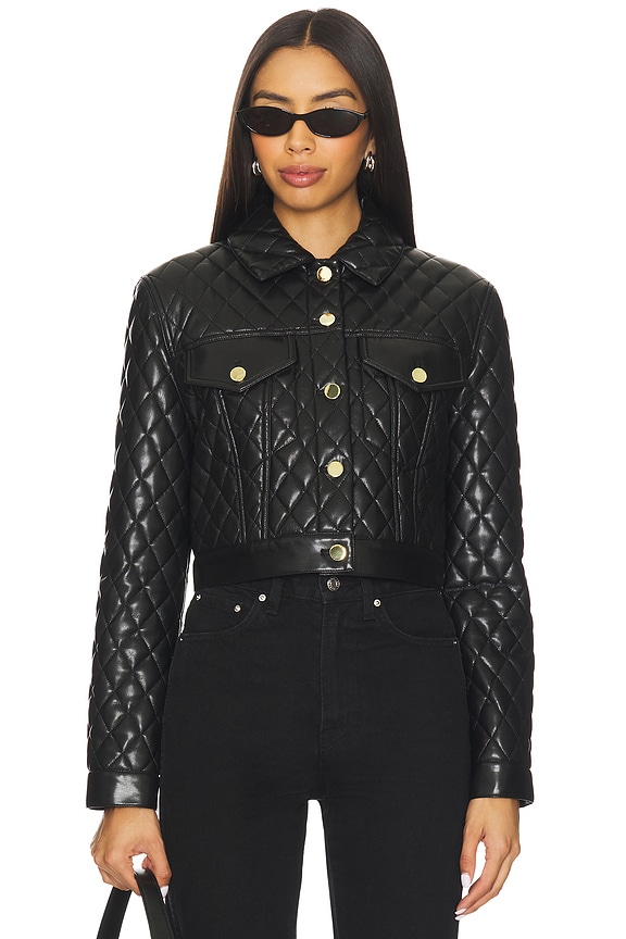 view 2 of 5 Chloe Quilted Faux Leather Jacket in Black