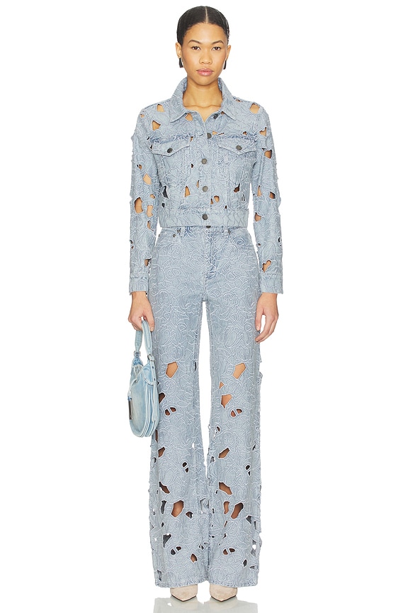 Alice + Olivia Chloe Denim Jacket in Rockstar Blue | REVOLVE