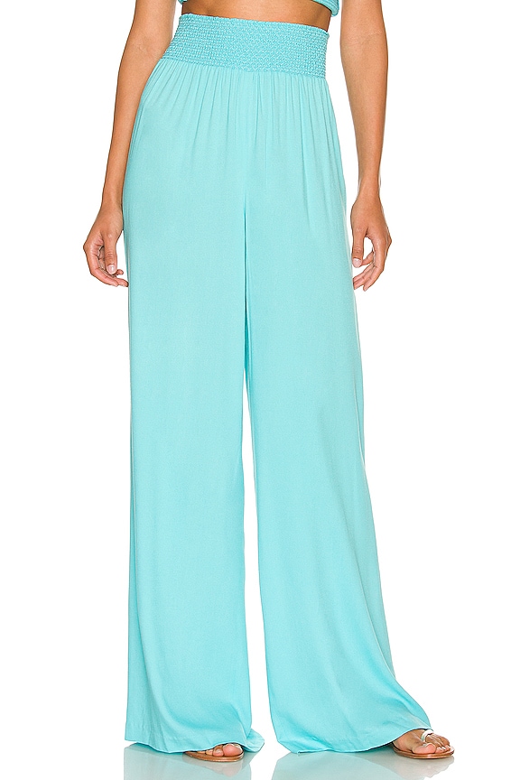 view 1 of 4 Russell Super High Waisted Smocked Pant in Aqua