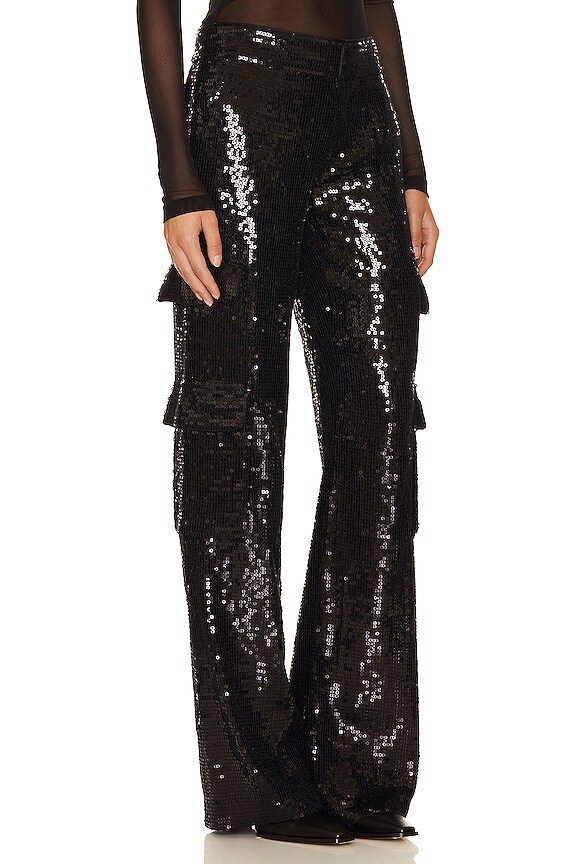 view 2 of 5 КАРГО-ШТАНЫ С ПАЙЕТКАМИ HAYES in Black